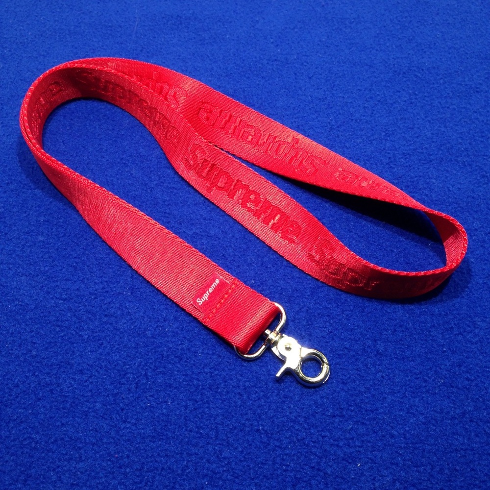 Supreme Lanyard Red Nylon Keychain ID Holder